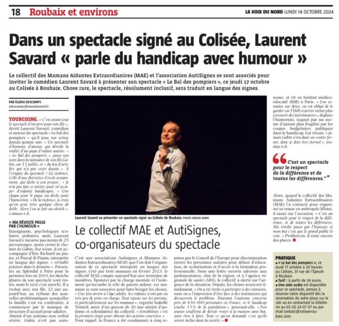« De la violence (de la société), je crois qu’on peut tirer quelque chose de drôle » … Bedos (Guy) disait d’ailleurs que la société a l’humour qu’elle mérite. Avant tout, Gabin et tous les Gabin de France méritent d’être défendus, non ? #inclusion #gabinsanslimites #humour