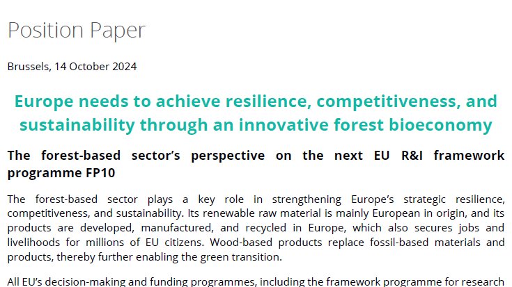 FTP highlights the importance of the forest #bioeconomy and wood-based products as building blocks of European competitiveness and a sustainable future.
Read FTP's 4 recommendations to take into account in the upcoming #FP10👉 bit.ly/3YnptrA