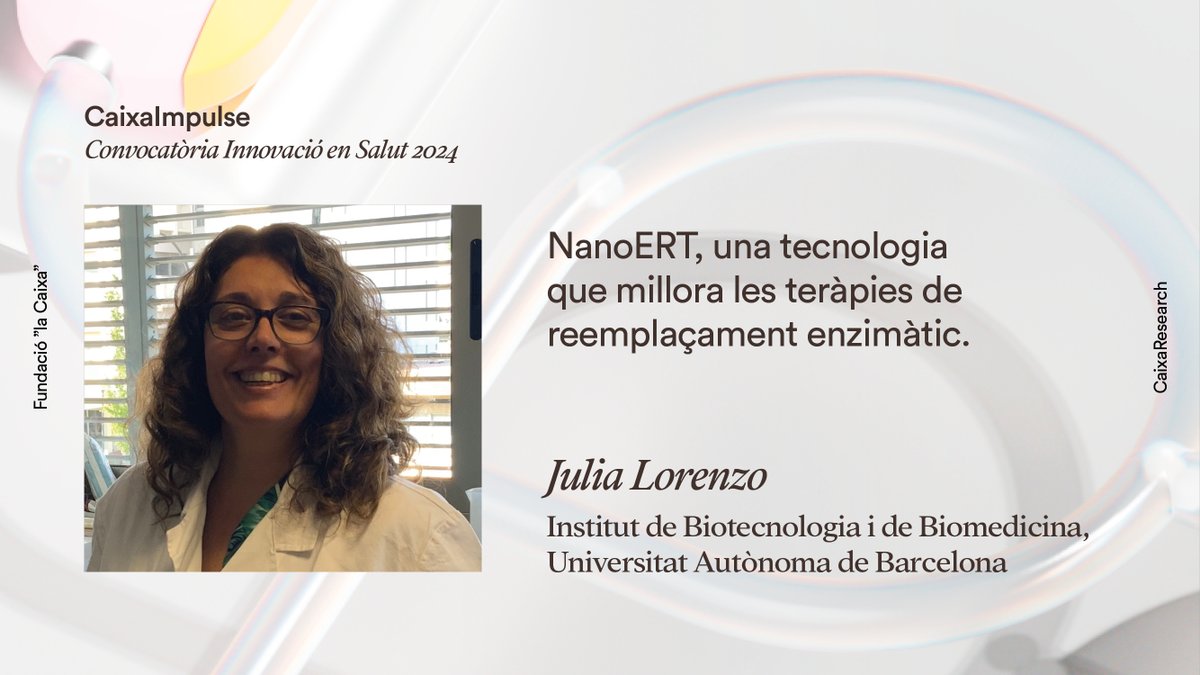 En la malaltia de Gaucher, el dèficit d’una proteïna a les cèl·lules afecta greument la funció de diversos òrgans.🚫

Amb un ajut #CaixaImpulse Innovació, Julia Lorenzo desenvolupa NanoERT, una tecnologia que cerca millorar les teràpies actuals.👇

🔗 tinyurl.com/jppkfner