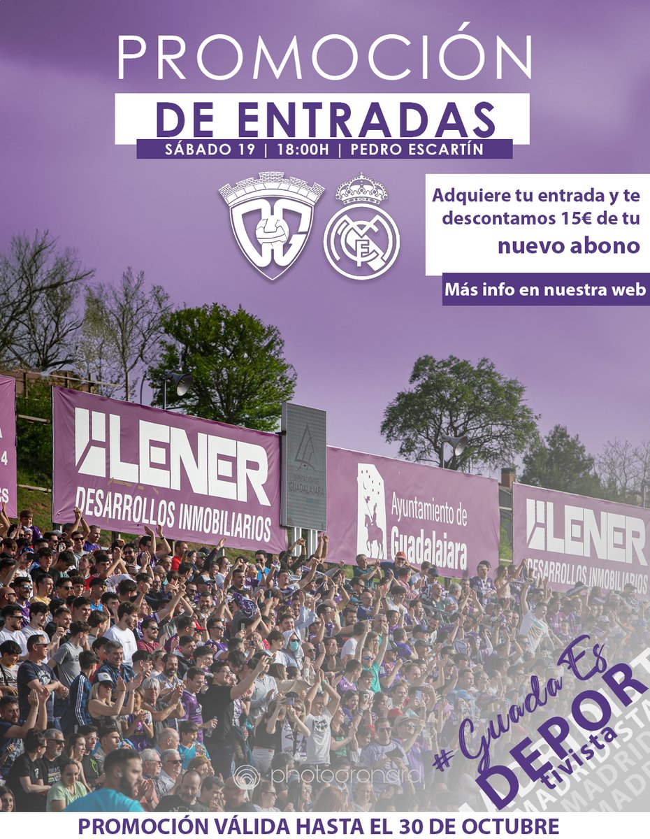 🤩PROMOCIÓN DE ENTRADAS🤩
🤔 ̶¿̶G̶u̶a̶d̶a̶ ̶m̶a̶d̶r̶i̶d̶i̶s̶t̶a̶?̶
😏#GuadaEsDEPORtivista

🔝Si coges tu entrada para el partido del sábado, te  DESCONTAMOS 15€ de tu nuevo abono 2024/25

ℹ️ cdguadalajara.es/promocion-de-e…

Tras 7 jornadas, el equipo ocupa una más meritoria segunda