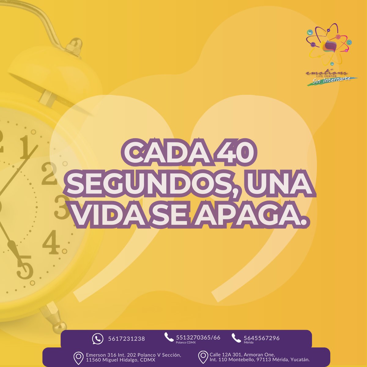 EmotionsCenter's tweet photo. Las causas del suicidio son múltiples, ya que incluyen factores sociales, culturales, biológicos, psicológicos y ambientales presentes a lo largo de la vida. 🎗️ https://t.co/FS3u7KoEPJ