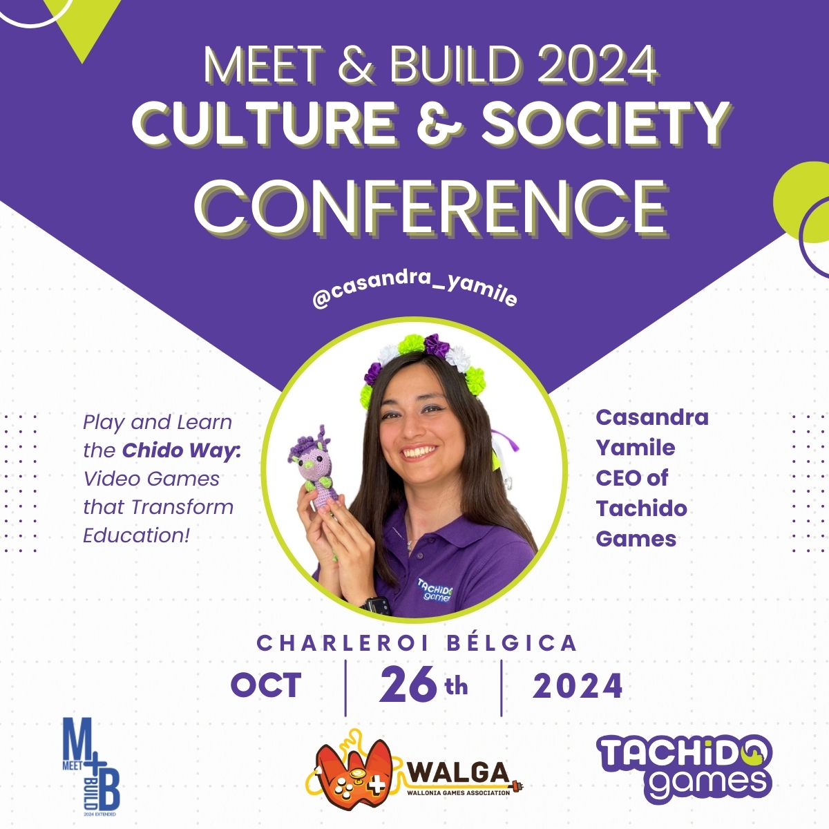 Tlachi_Games's tweet photo. 🎉 ¡El gran día se acerca! 🎉

El 16 de octubre, nuestra CEO Casandra Yamile partirá rumbo a Bélgica para asistir al Meet &amp; Build, que se llevará a cabo el 26 de octubre y es organizado por @WALGAbe

🌍 ¡Estén atentos! 🚀

#MeetAndBuild #WomenInGames #TachidoGames #M&amp;B24 #WALGA https://t.co/VAy3YWlRwE