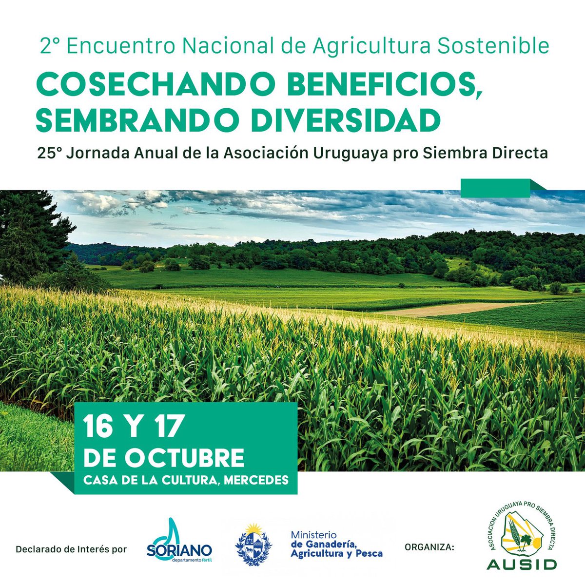 ausid_uy's tweet photo. 📣¡𝗙𝗔𝗟𝗧𝗔𝗡 𝗗𝗢𝗦 𝗗Í𝗔𝗦!

¿Ya te inscribiste?⤵️

✏️https://t.co/88F9wYmCkX

📍16 y 17 de Octubre en la Casa de la Cultura de Mercedes, Soriano, se viene el principal Encuentro de Agricultura Sostenible de Uruguay🌱 https://t.co/Jmvfq3PwHF