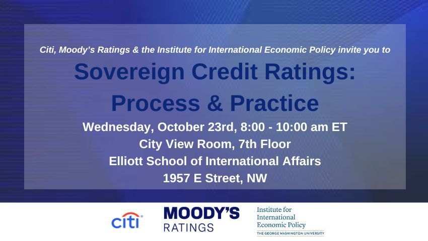 We're eager to present "Sovereign Credit Ratings: Process &amp; Practice" w/ partners 
<a href="/Citi/">Citi</a> &amp; @MoodysRatings! Join us Wednesday, Oct. 23 from 8am - 10am ET for a live sovereign rating simulation &amp; engaging panel discussion moderated by IIEP's <a href="/TaraSinc/">Tara Sinclair</a>. RSVP: buff.ly/3NlTvG1