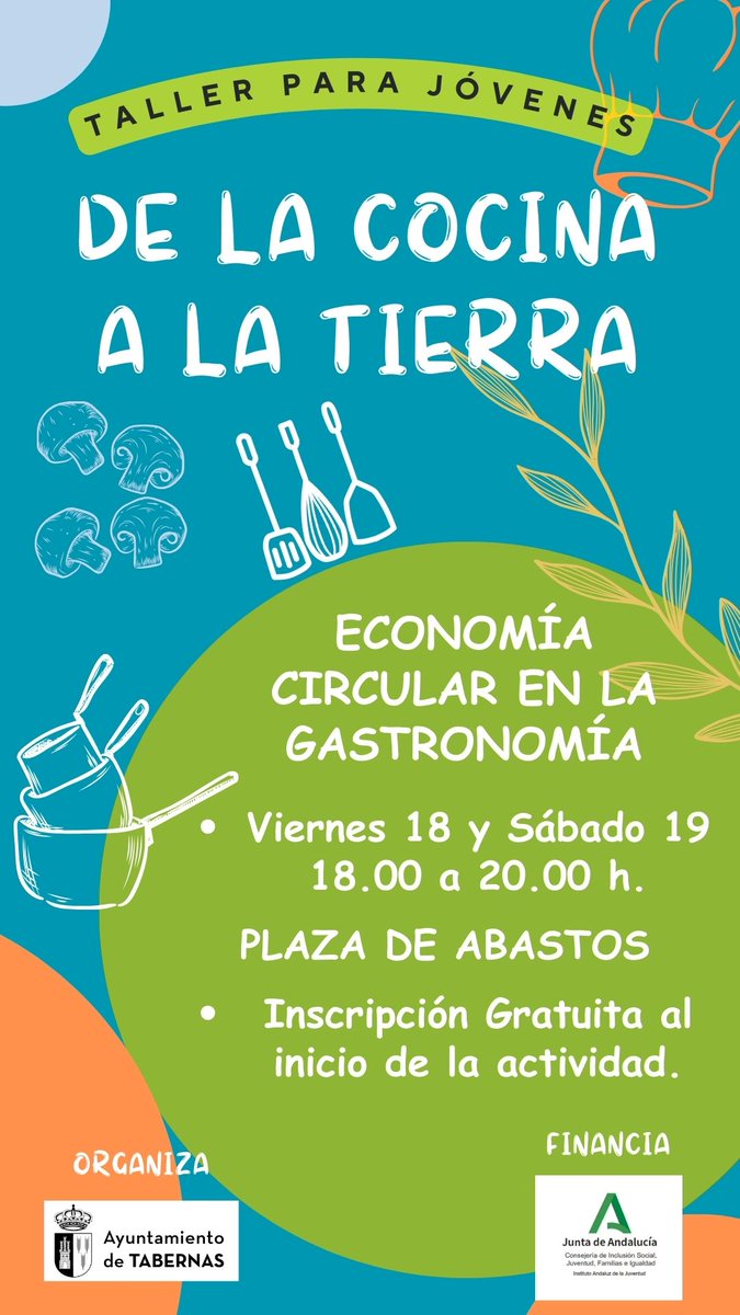 Taller para jóvenes: de la cocina a la tierra <a href="/AytoTabernas/">Ayto. Tabernas</a> <a href="/bibliotabernas/">biblioteca</a> <a href="/AlmeriaJunta/">AlmeríaJunta</a>