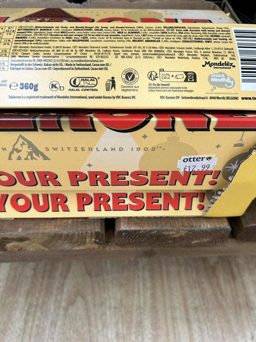 £12.99 for a 360g toblerone. 😂absolutely mental…. The shelf edge ticket even said £12.99 too so no accident! wtf