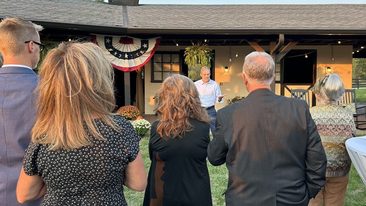 AdamCBird's tweet photo. Thank you @Jim_Jordan for coming to Clermont County on behalf of @davetaylorOH and to speak out against Issue 1.  VOTE NO on Issue 1 to keep George Soros from taking your vote away.  This is America. Don’t allow foreign billionaires to replace elected officers with unelected and unaccountable people who will not answer to “We the people”. VOTE NO on Issue 1. 🇺🇸