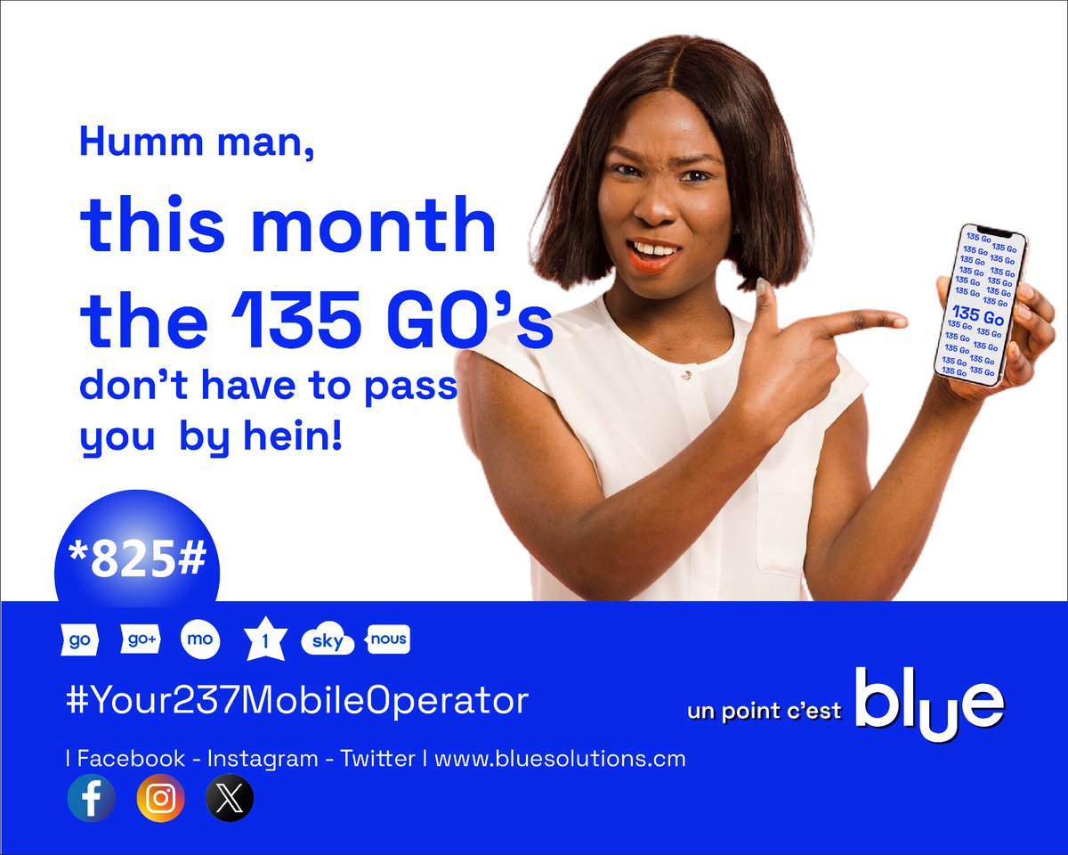 blue_by_camtel's tweet photo. Sécurise ton mois en souscrivant à l'offre blue GO+M au *825# ou passe par ton appli Blue Recharge
-------
Secure your month by subscribing to the blue GO+M offer on *825# or use your Blue Recharge app.

#TonOpérateurMobile100%237
#BlueRecharge https://t.co/omJv91HJB9