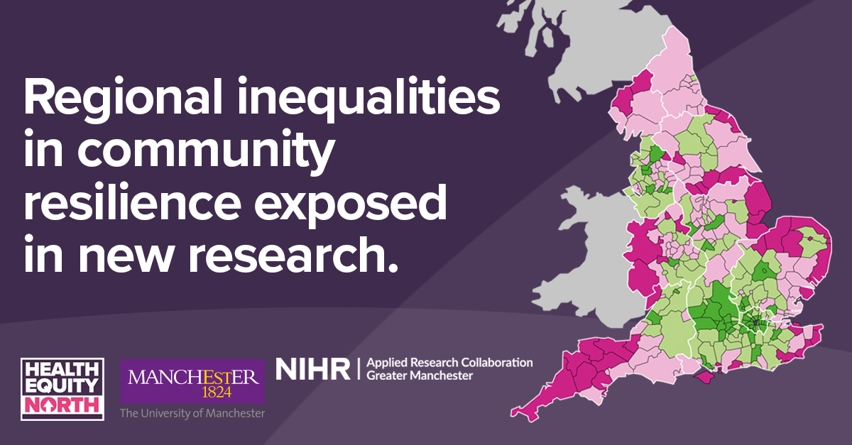 NIHR ARC Greater Manchester (@arc_gm_) on Twitter photo 🚨 New research with <a href="/_HENorth/">Health Equity North</a> and <a href="/OfficialUoM/">The University of Manchester</a> reveals significant regional disparities in community resilience across England.
Coastal, rural, and Northern areas face challenges in recovering from adversity.
🔗More here: bit.ly/3Yny2mg 🚨 New research with <a href="/_HENorth/">Health Equity North</a> and <a href="/OfficialUoM/">The University of Manchester</a> reveals significant regional disparities in community resilience across England.
Coastal, rural, and Northern areas face challenges in recovering from adversity.
🔗More here: bit.ly/3Yny2mg