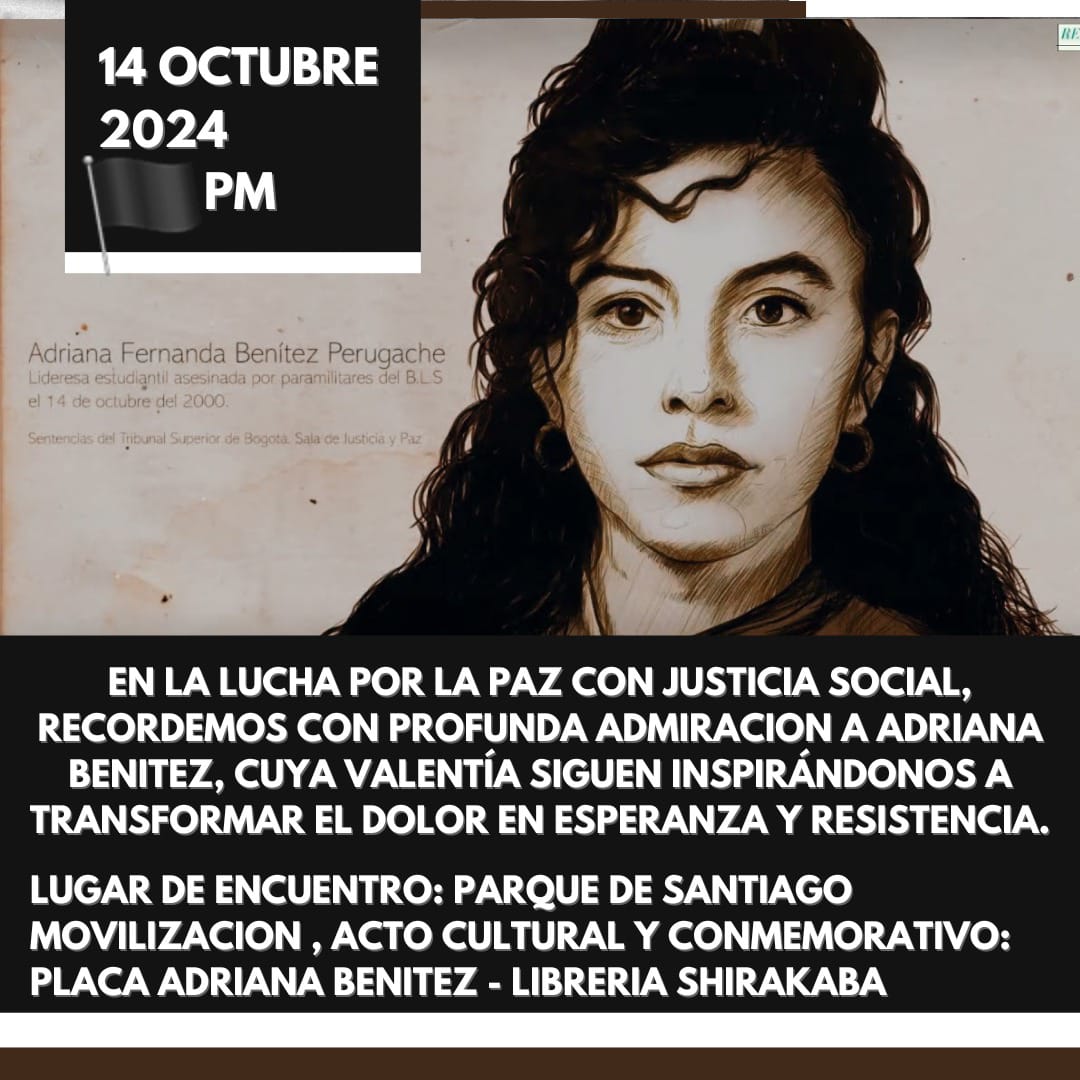 fgamez30's tweet image. #14aaOct
El asesinato de #AdrianaBenitez sigue impune dijeron los Paramilitares que ellos hicieron el asesinato por orden de un sargento del @COL_EJERCITO el cuál fue asesinado.
#Jamas han dicho quien le dió la orden  #SargentoCarrozo para entregar el listado de líderes  #Hilo