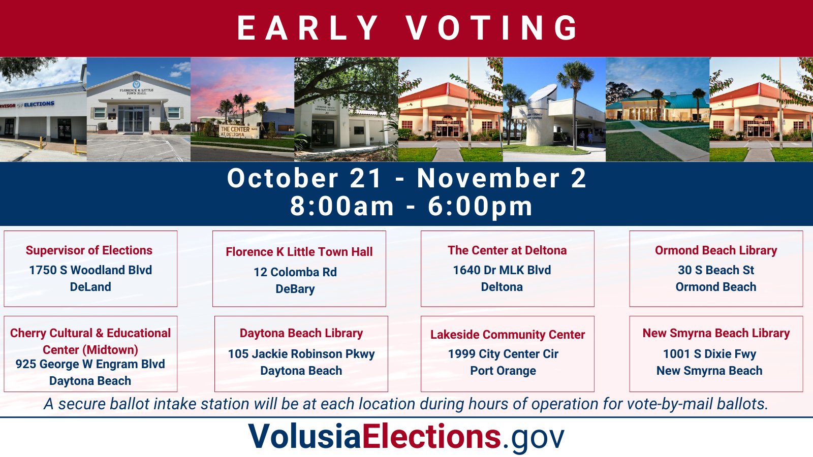 Volusia County Supervisor of Elections on X: &ldquo;Early Voting for the 