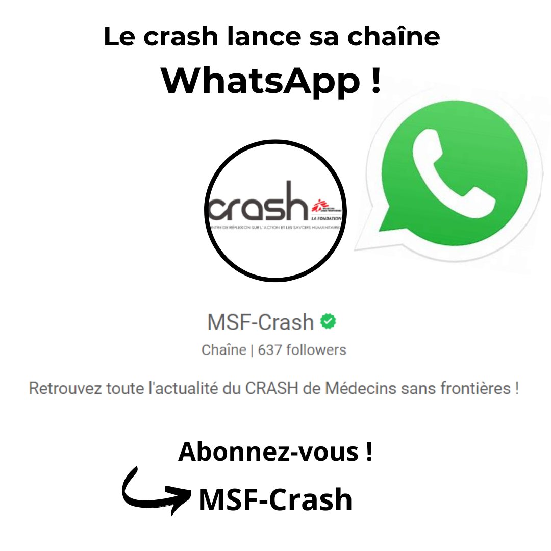 [FR] Rappel 📢

Le Crash a récemment lancé son compte Instagram et sa chaîne WhatsApp !
Abonnez-vous pour ne manquer aucune de nos publications 🔔

📸 Instagram :   instagram.com/msf_crash/

📱 WhatsApp : whatsapp.com/channel/0029Va…