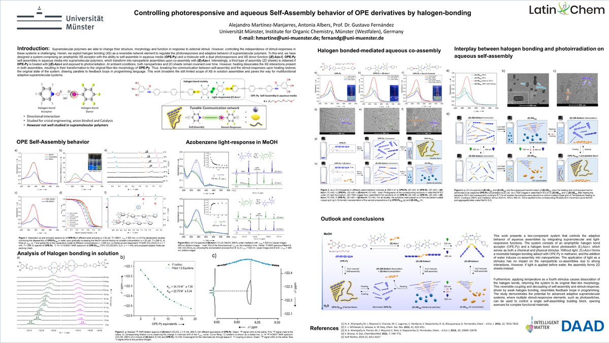 haamartinez's tweet photo. Hi @LatinXChem , presenting my work ‘Controlling photoresponsive and aqueous Self-Assembly behavior of OPE derivatives by halogen-bonding’ at #LatinXChem24 #LatinXChemSupra #Supra02.” I`m so happy to share and discuss with all the Latin American Community in SupraChem https://t.co/FjWqhtoSg7