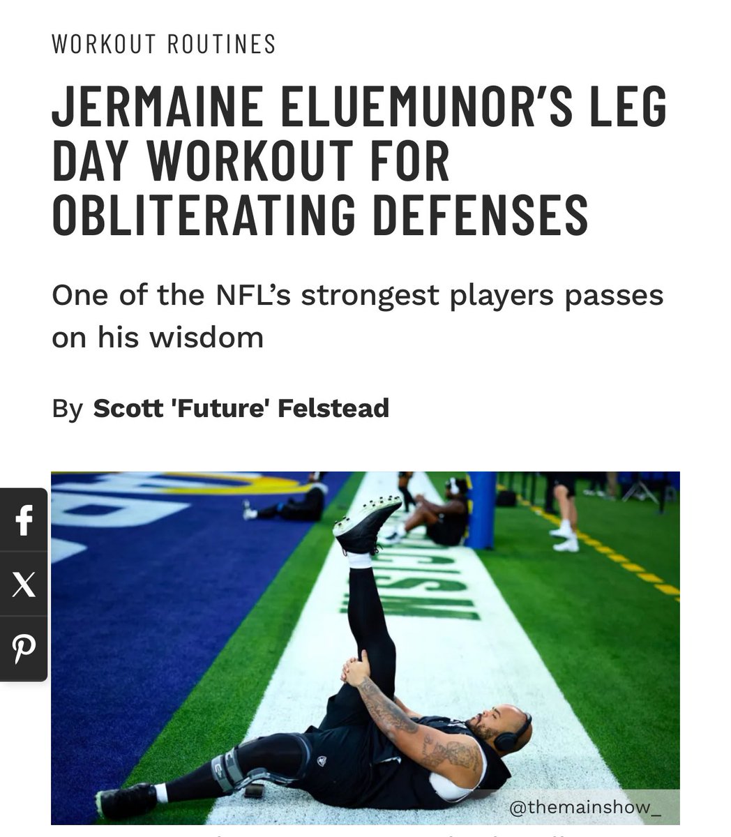 muscle_fitness's tweet photo. JERMAINE ELUEMUNOR’S LEG DAY WORKOUT FOR OBLITERATING DEFENSES
One of the NFL’s strongest players passes on his wisdom
By Scott 'Future' Felstead
#athlete #athleteadvice #athletetips #athleteworkout #badassworkoutoftheweek #football #fullbodyworkouts #sports #sportsworkout https://t.co/TWBTP2g4h5