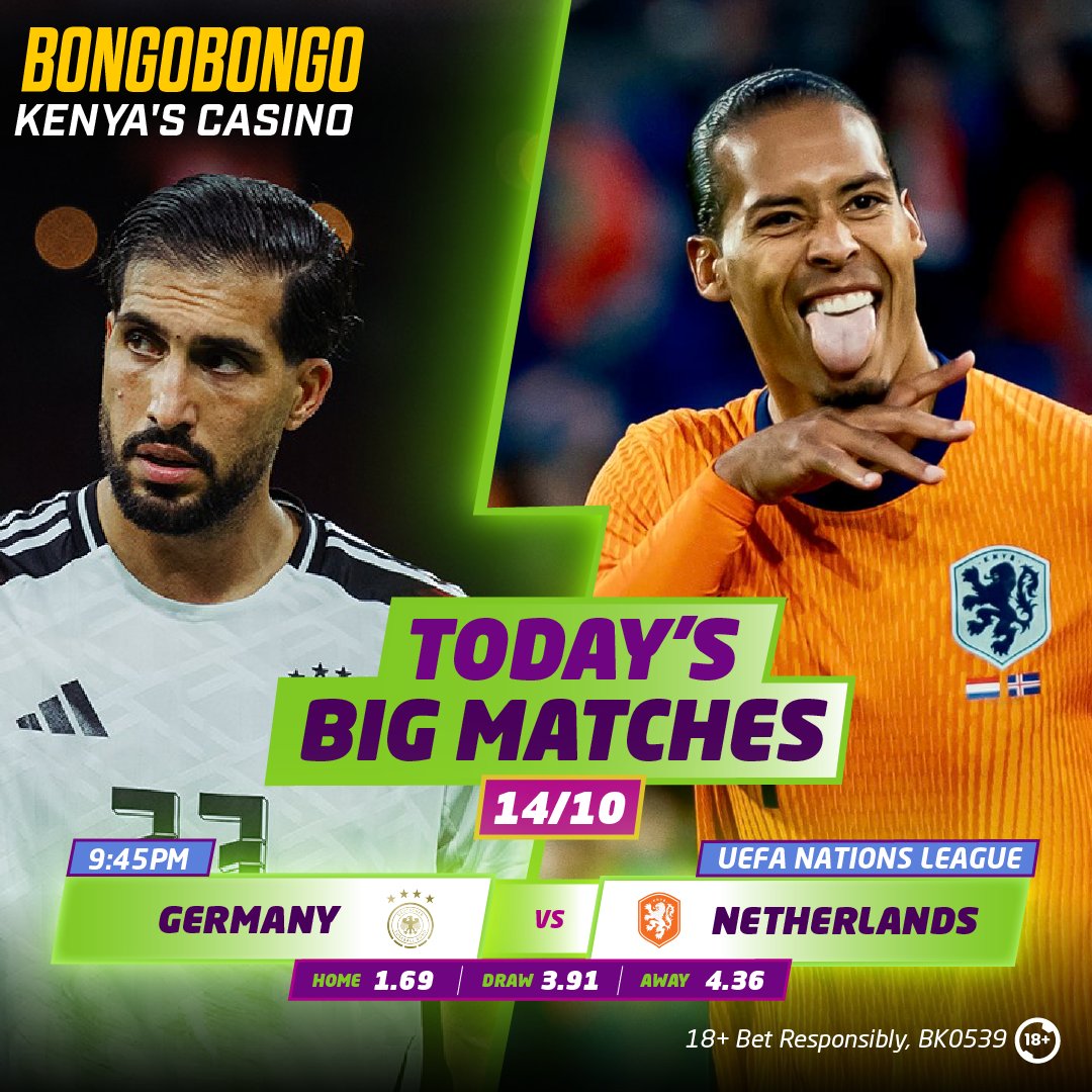 BongoBongo_KE's tweet photo. 🎖️🏆UEFA NATIONS LEAGUE🎖️🏆
▪️Germany x Netherlands▪️ 
Want 100 Free Spins? 👇
https://t.co/TSrRFgNEs2
Download our new App:
https://t.co/SrTbdLY768 👈
.
#Football #Soccer #UEFA #NationsLeague #Netherlands #Germany #MondayMatches #Accumulator #BongoBongo https://t.co/YPiwcT7rSA