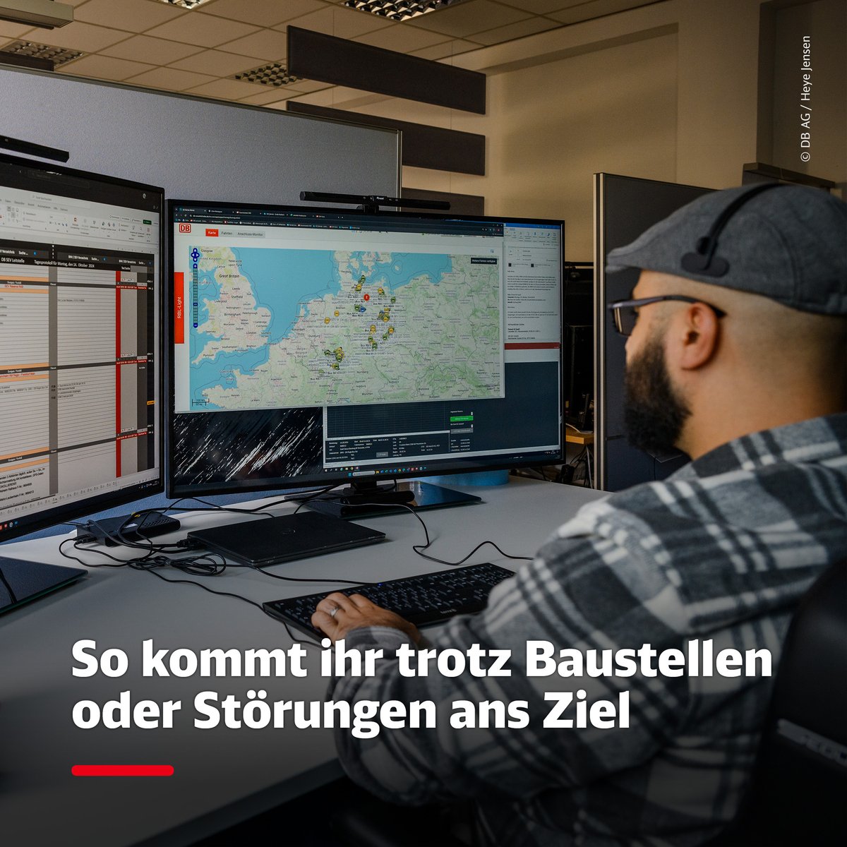 DB_Presse's tweet image. Damit ihr auch ans Ziel kommt, wenn’s mal hakt oder wir bauen, koordiniert die SEV-Leitstelle in Berlin Schienenersatz- und Busnotverkehr 24/7 in ganz Deutschland. Mehr über den Hochleistungsersatzverkehr z.B. an der #Riedbahn für die #StarkeSchiene: deutschebahn.com/de/presse/pres…