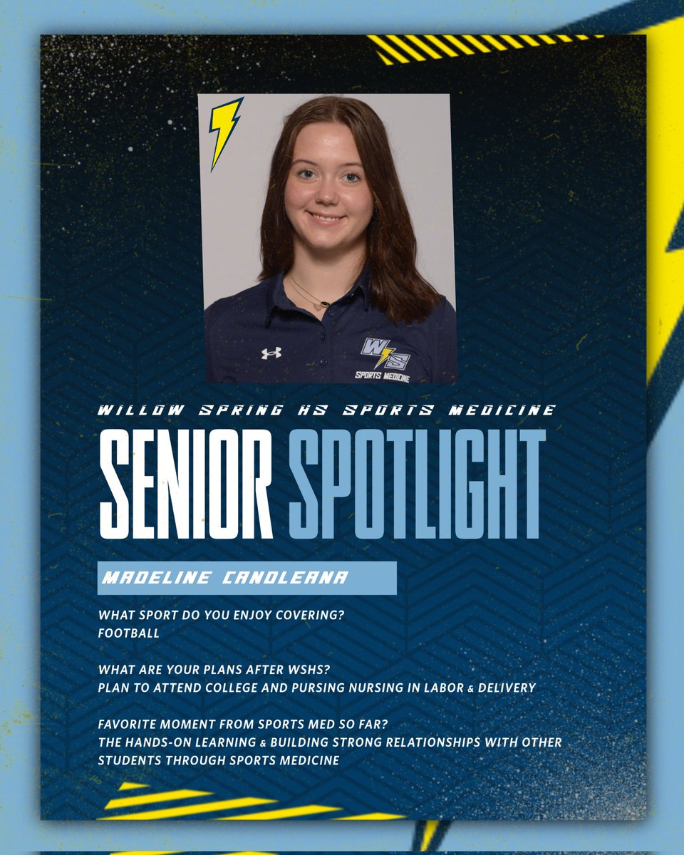 WS_Storm_AT's tweet photo. @WillowSpringHS Sports Medicine Student Assistant Senior Spotlight - M. Candleana - 4th Year assisting covering @WS_Storm_FB 🩵⚡ https://t.co/g3aHYrRfqw