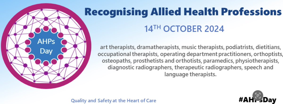 Happy AHP Day to all the amazing AHP staff who do so much to improve quality and safety every day- you are all appreciated.