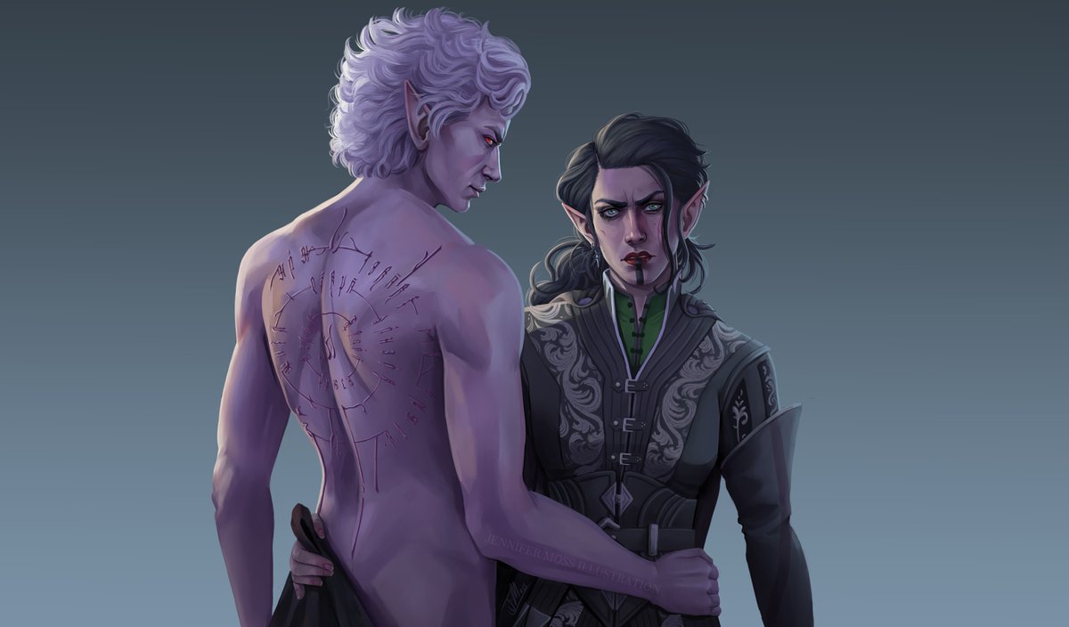 JenoftheFar's tweet photo. An Astarion and Tav commission I did a while ago for the lovely delta-lethonomia on tumblr

If you like my work my commissions are open, you can find my pricing list pinned on my page 😊

#BG3 #baldursgate3 #Astarion #astarionbg3 #astarionxtav https://t.co/6TxkPPDW6g