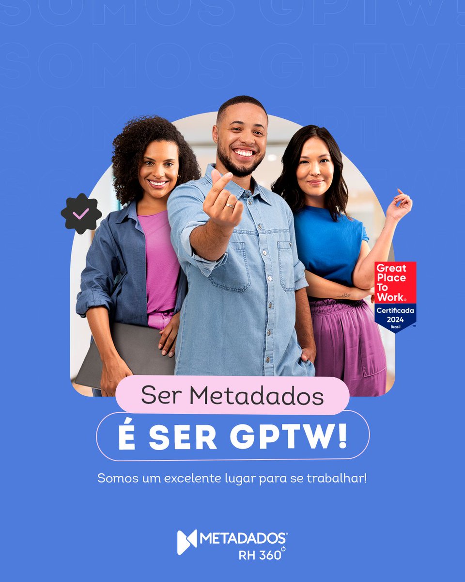 Hoje é o Dia das Certificadas!  E temos orgulho de ser reconhecidos como uma das melhores empresas para se trabalhar pelo GPTW! 

Esse selo reforça o compromisso da Metadados em criar um ambiente de trabalho que valoriza pessoas, inovação e bem-estar. 

#GPTW #DiaDasCertificadas