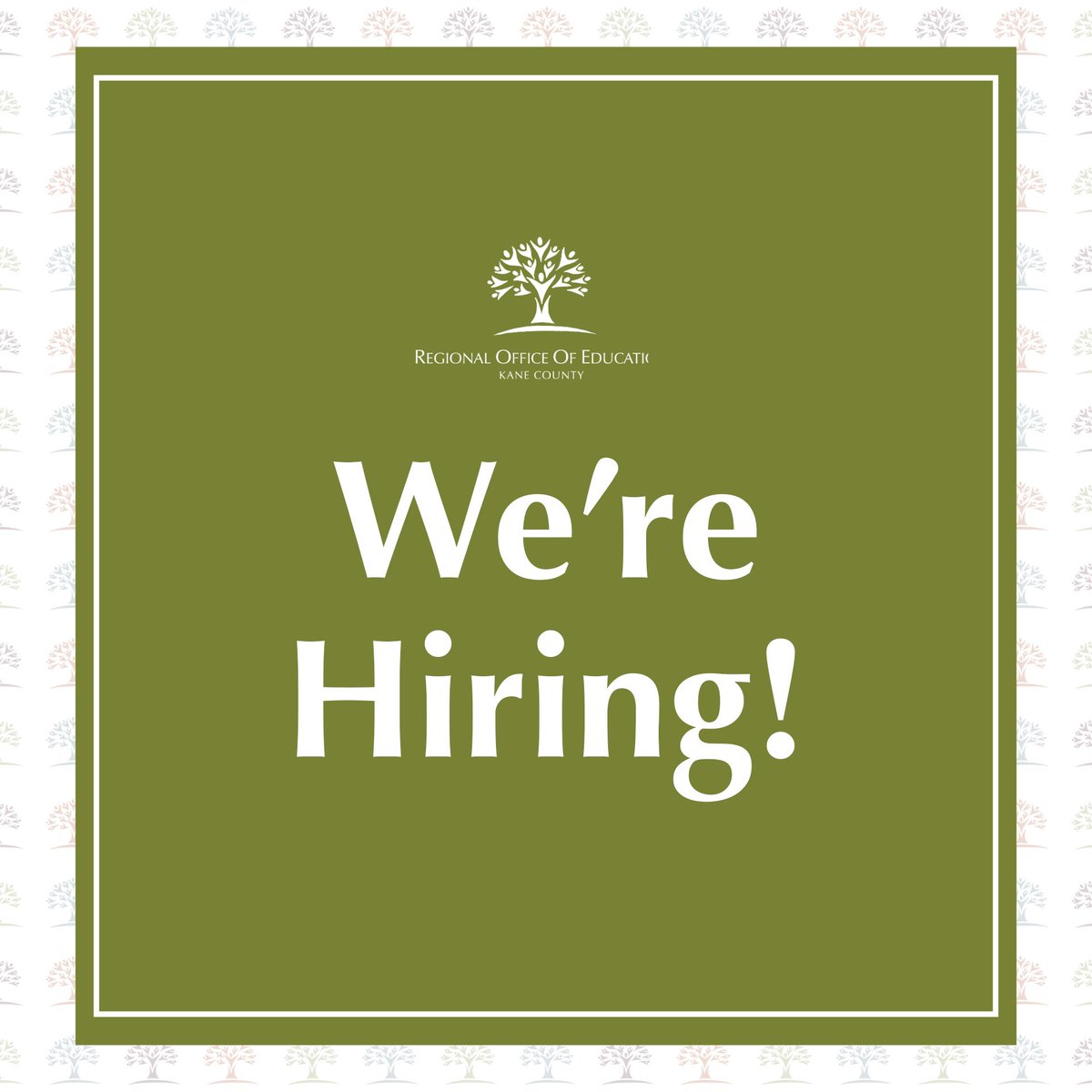 We currently has multiple opportunities to join our team in service to education across Kane County.

•Interim Director of Finance: bit.ly/roefinance
•Educator Licensure Specialist: bit.ly/4d6lpQL
•Youth Outreach Coordinator: bit.ly/4h4Dul9