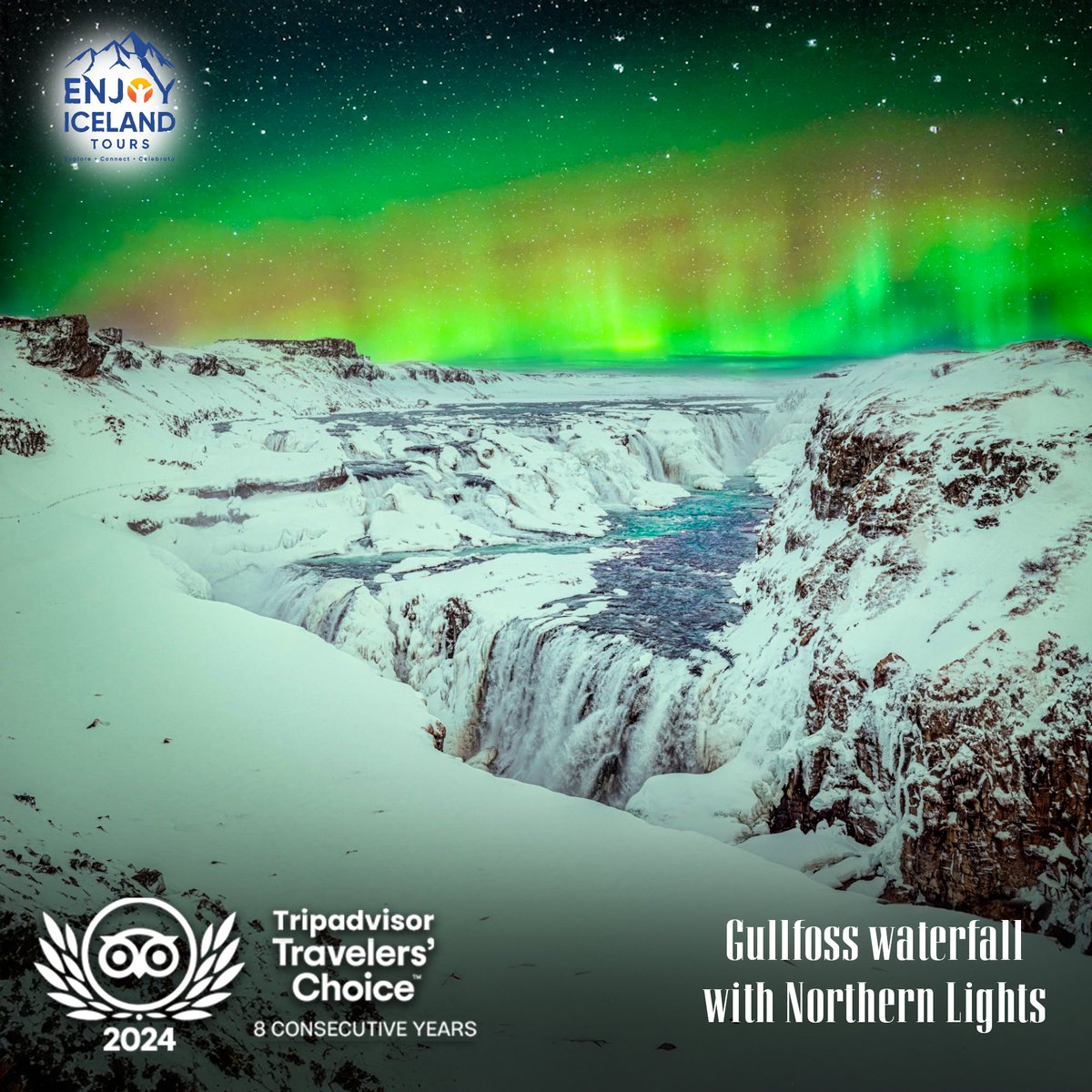 njoyicelandtour's tweet image. Witness the breathtaking beauty of #Gullfosswaterfall illuminated by the Northern Lights! A magical blend of Iceland&apos;s raw power and celestial wonder. 

Location: Gullfoss Waterfall, Iceland
Moment: Pure magic under the starry night sky!

#EnjoyIcelandTours #NorthernLights