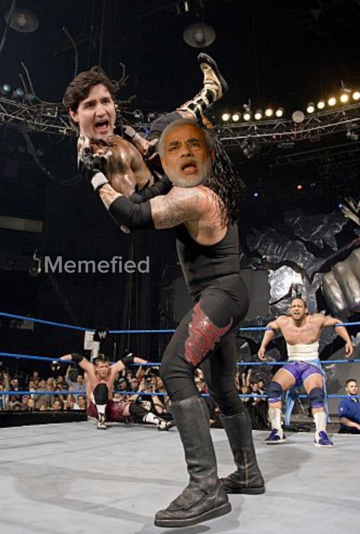 India's response to Canada 

How i see it : Modi chokeslaming Trudeau 😂😂