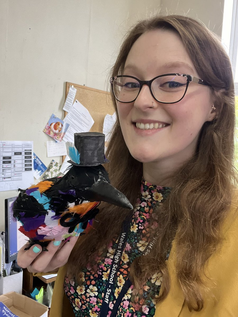 Miss_ECU's tweet photo. One of my lovely Y11 students has given my class mascot, Steve, an upgrade! How fantastic does Steve look now 😍 🌈 🐦‍⬛ https://t.co/yhlsx3clu1