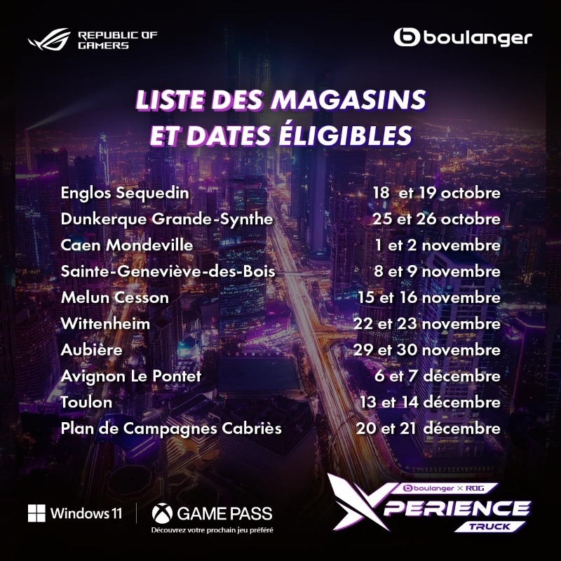 ASUS_ROG_FR's tweet photo. Né en 2019. De retour en 2024. Plonge dans l'univers ROG avec le BOULANGER ROG XPERIENCE TRUCK !

Découvre les derniers jeux dans des conditions exceptionnelles, rencontre tes créateurs préférés et profite d'offres exclusives 🚚

#BOULANGERXROG24 @boulanger