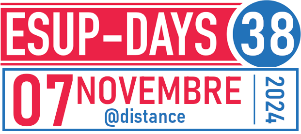 Les ESUP-Days auront lieu le jeudi 7 novembre à distance.
Le programme est en ligne esup-portail.org/esup-days

Pensez bloquer vos agendas.