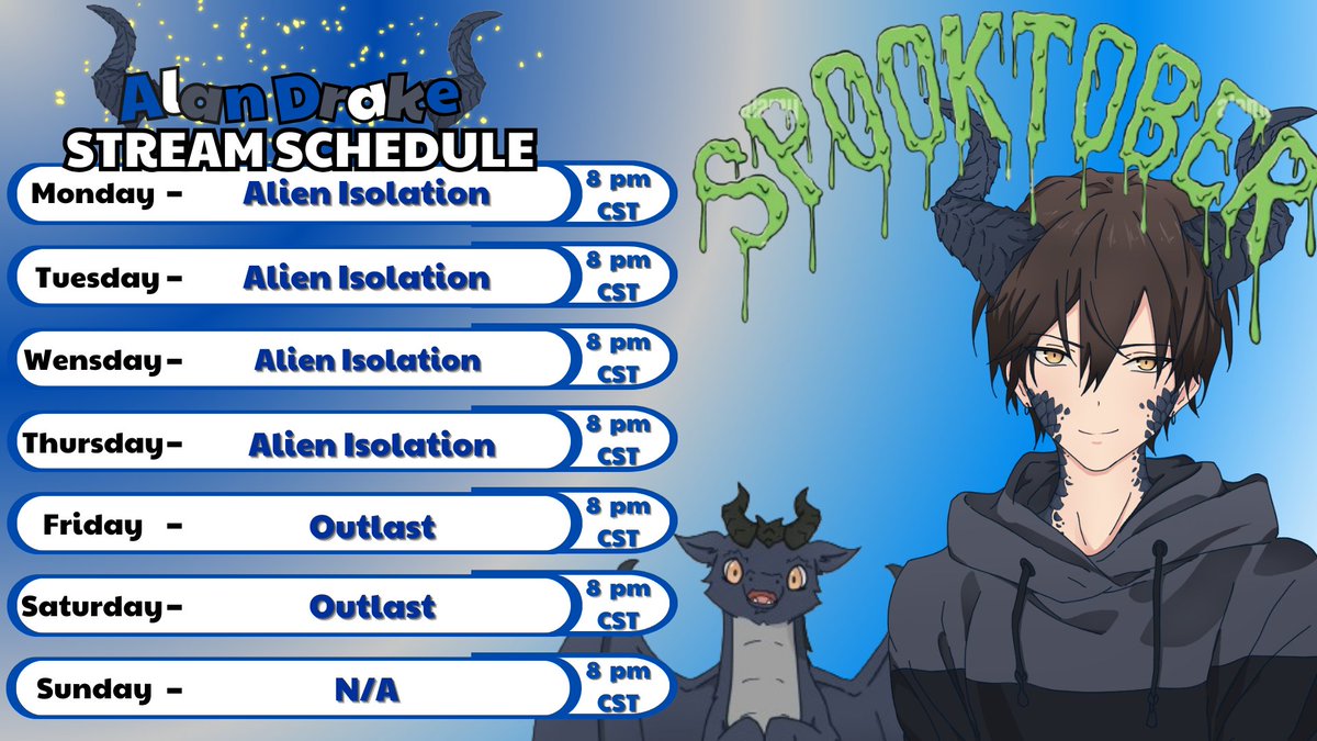 AlantheDrake's tweet photo. ALRIGHT!!! I'm a little behind but we are in Spooktober! https://t.co/TgS1hzuCZg