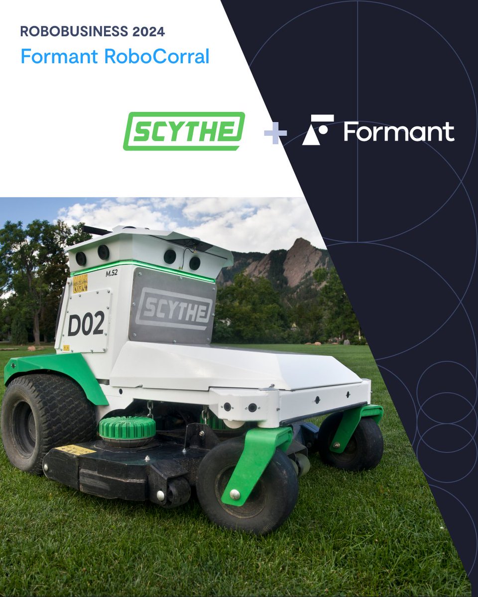 FormantInc's tweet image. Next to join us at RoboBusiness is @ScytheRobotics, a #robotics company that builds autonomous commercial mowers!

M.52 won’t join us in person at the booth, but we’ll have the privilege of watching these robots operate in the field through the eyes of a #Formant dashboard.