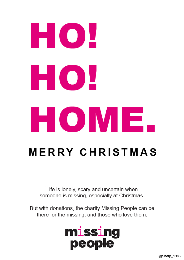 Sharp_1988's tweet image. Ho! Ho! Home. 🎅

Trying to get back on the @OneMinuteBriefs with today's for @missingpeople's winter appeal #MissingPeople
