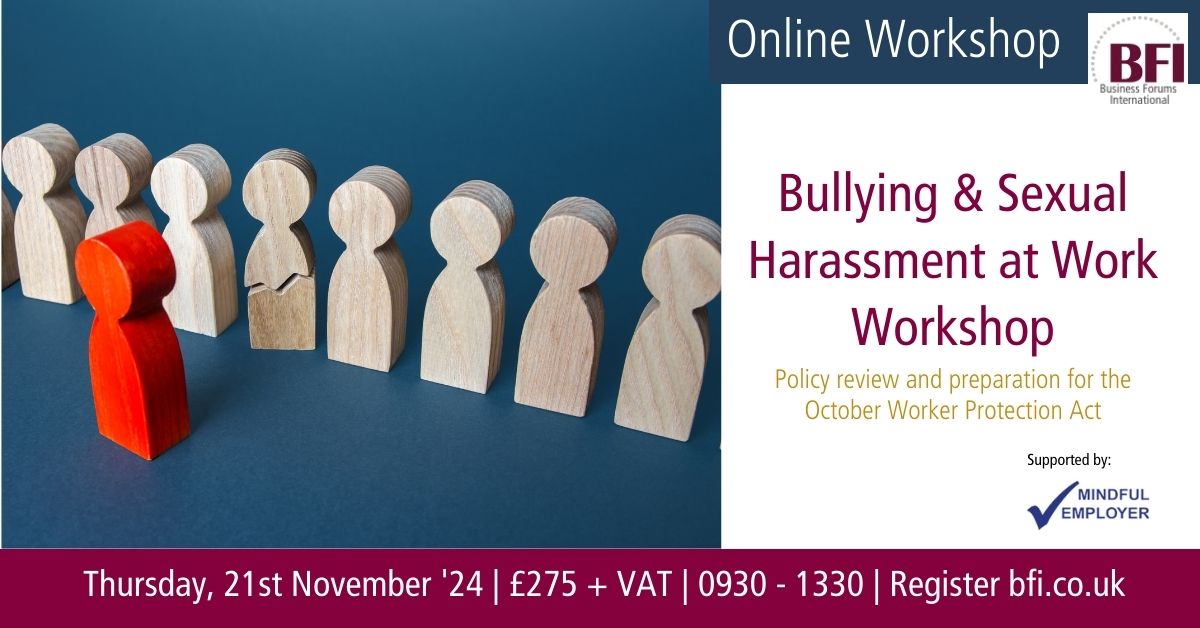 New Legal Responsibilities: Worker Protection Act Oct '24 - Join our half-day workshop  to fully understand your legal responsibilities and updated your team.  Hear from Spencer West, Utility Warehouse alongside two case studies. Register mailchi.mp/bfi.co.uk/bull…