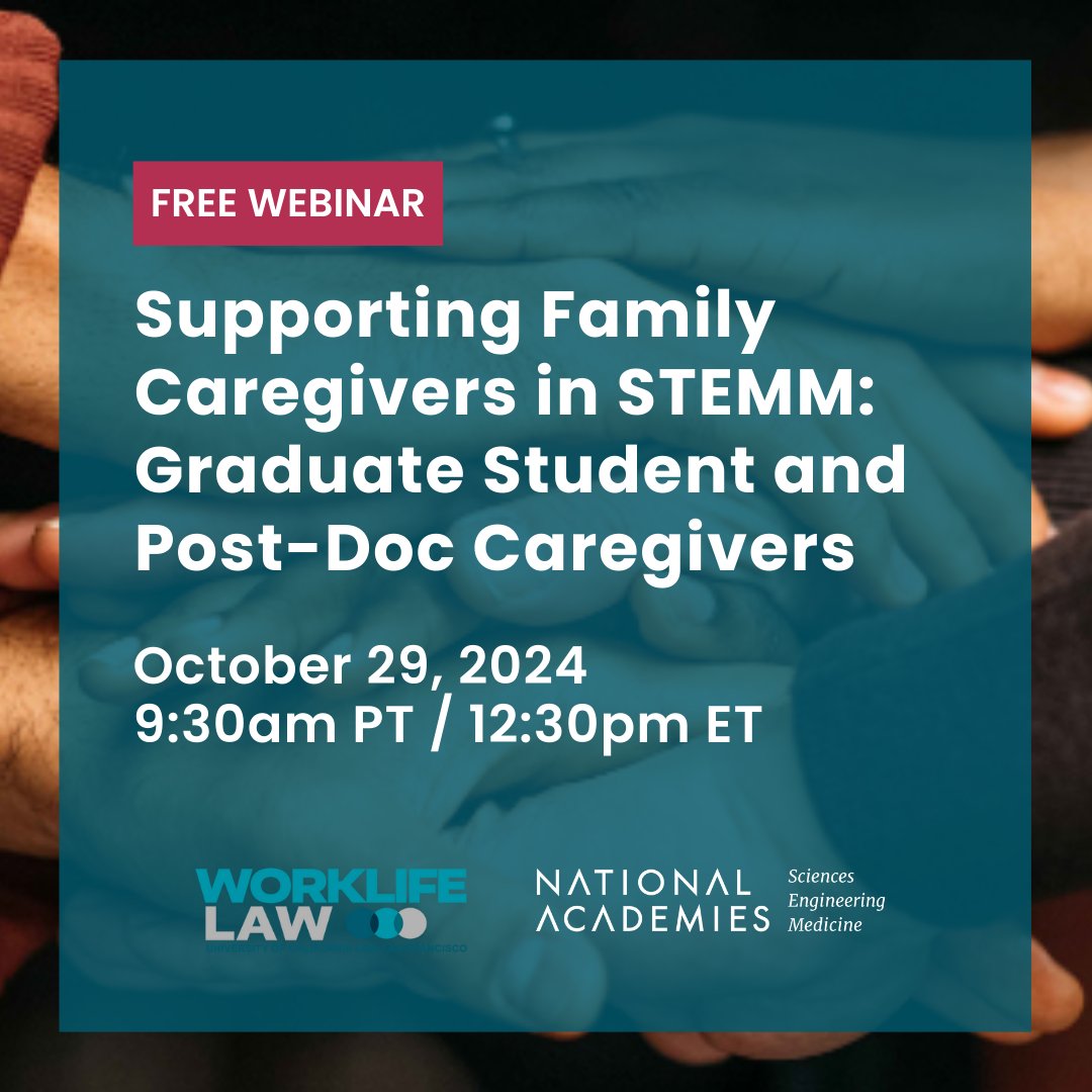 The Pregnant Scholar (@pregnantscholar) on Twitter photo Join our Director, Jessica Lee, and other experts for this <a href="/theNASEM/">National Academies</a> discussion on caregiving graduate students & postdocs. Excited to share how institutions can offer better support!
Details and registration: events.nationalacademies.org/978_10-2024_su… Join our Director, Jessica Lee, and other experts for this <a href="/theNASEM/">National Academies</a> discussion on caregiving graduate students & postdocs. Excited to share how institutions can offer better support!
Details and registration: events.nationalacademies.org/978_10-2024_su…