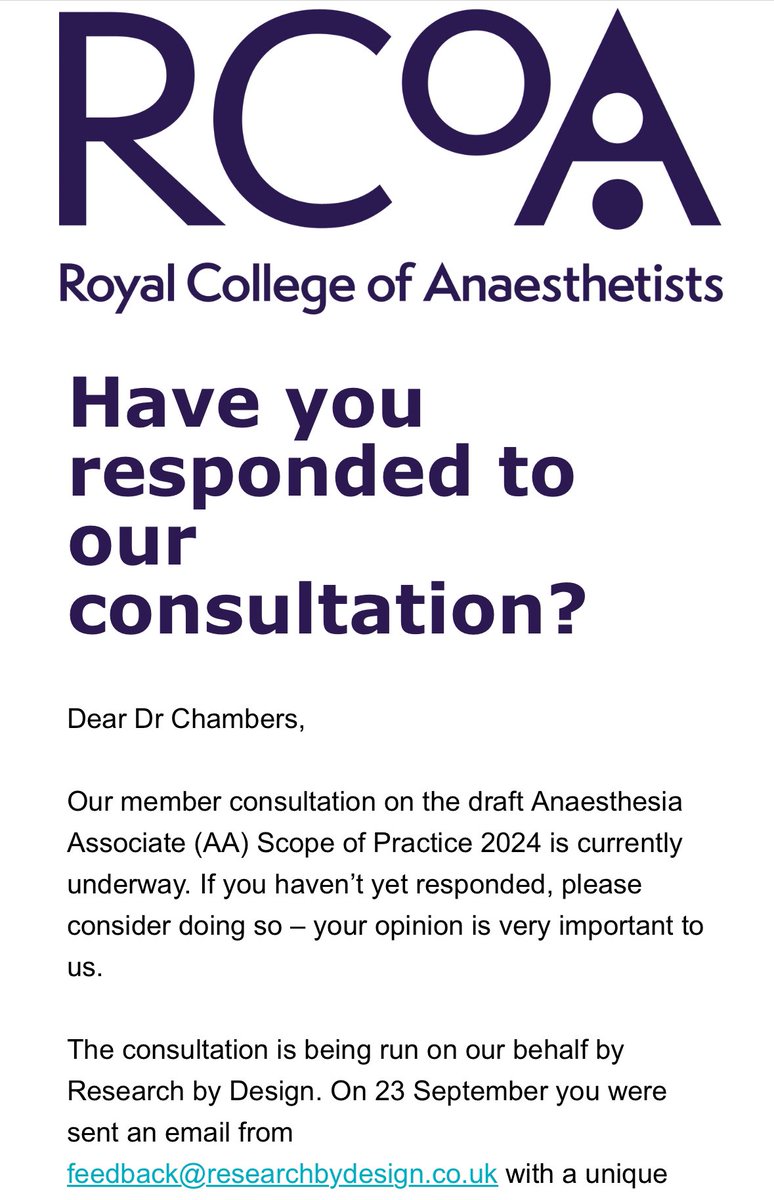 I have, have you? 
The views of all <a href="/RCoANews/">Royal College of Anaesthetists</a> members needed. Look for the email and let the College know what you think.