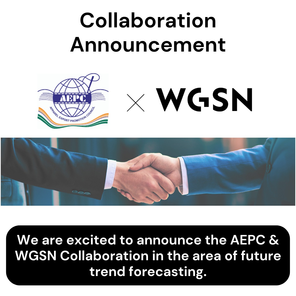aepcindia's tweet image. The Apparel Export Promotion Council (AEPC) is thrilled to announce a strategic partnership with @WGSN , the world’s leading authority on consumer trend forecasts.

#AEPC #WGSN #IndianApparel #Fashion #Trends #Export #Collaboration #Partnership #TrendsForecasting #apparel