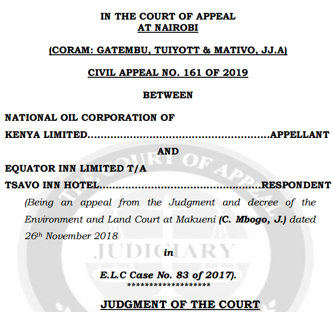 LegalEasy_KE's tweet photo. National Oil Corporation of Kenya Ltd v. Equator Inn Ltd t/a Tsavo Inn Hotel; Civ Appeal 161/2019

It is trite law that once easement is created, it 
enjoys protection irrespective of change of ownership of the property (both domiant and servient tenements) https://t.co/ZCZKzY4r8W
