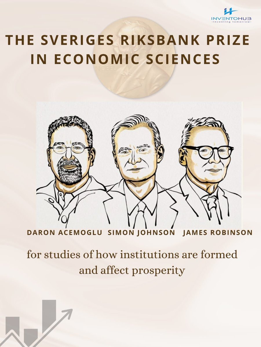 BREAKING: 2024 #NobelPrize in Economic Sciences awarded to Daron Acemoglu, Simon Johnson, &amp; James Robinson for research on how societal institutions shape prosperity. Let’s learn from their insights and push for better institutions that benefit all! #Nobelprize2024#Economics