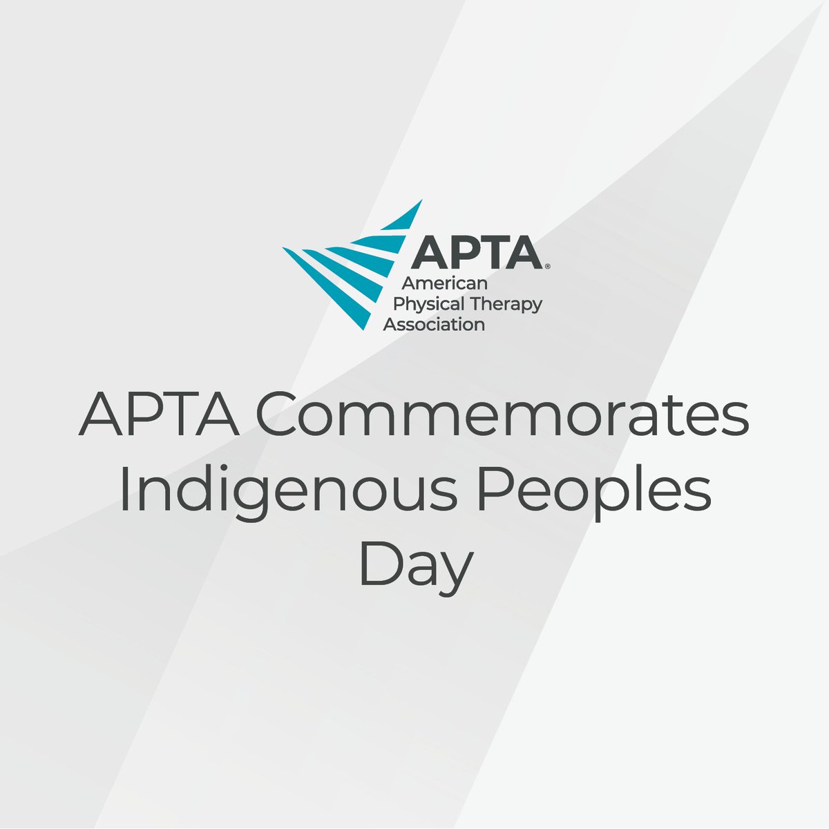From traditional healing practices to modern medicine, today we honor the contributions Indigenous peoples have made to health care. APTA is committed to building a culturally competent profession that embraces cultural humility and respects, values, and provides care to all. 💙