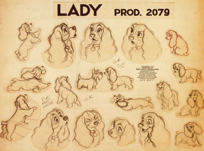 70 Original Concept Art, Model Sheets, Character Design, Background made for Disney Classic: Lady and the Tramp -  Gallery update and Details : https://t.co/yBptvfpI9v 