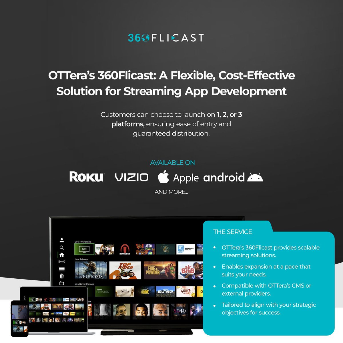 OTTeraTV's tweet image. 🚀 Ready to launch your streaming app? With OTTera’s 360Flicast, you can go live fast, scale as you grow, and keep costs low. Let’s build your strategy today! 💡🤝 #OTTera #360Flicast #StreamingSolutions #LaunchYourApp #Tech