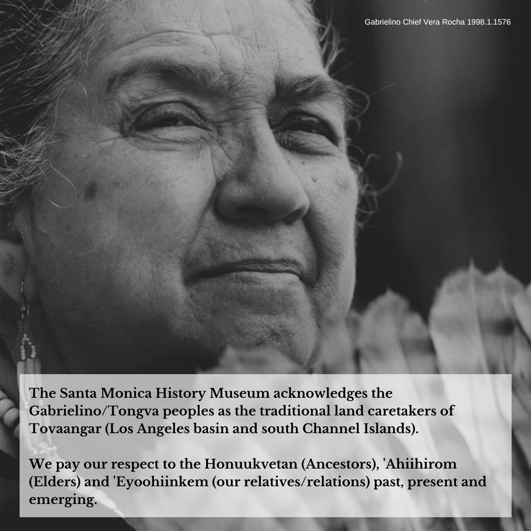 SMHistoryMuseum's tweet photo. SMHM offices are closed today in observance of Indigenous Peoples' Day.

#WhoseLandAreYouOn

We Are #SantaMonica #History
Outlook Collection (1998.1.1576), Gabrielino Chief Vera Rocha, 1993. https://t.co/j26MNtiOpw