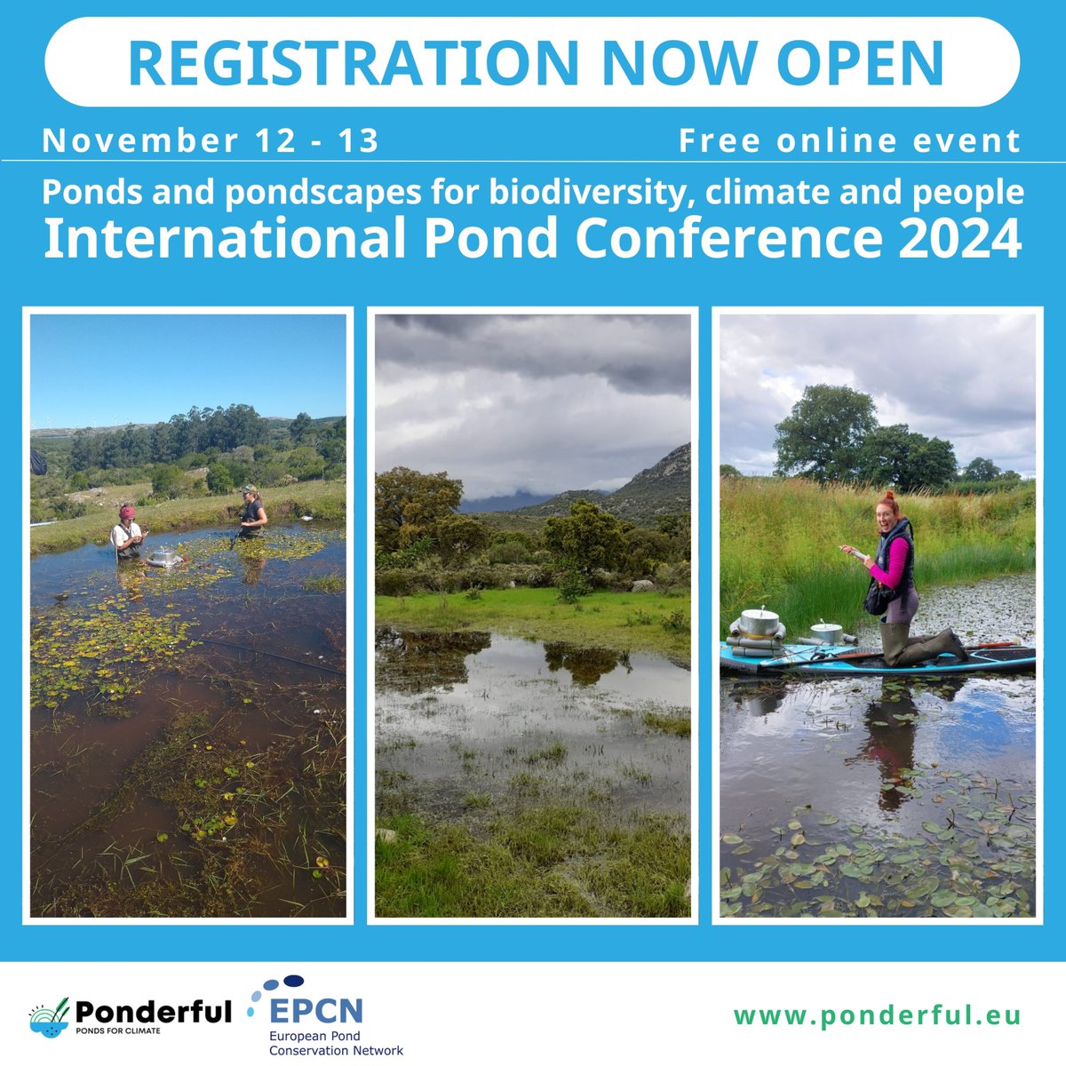 Join the International Pond Conference to exchange the latest research, practical applications and policy developments on the importance of ponds for people and planet. 💦

➡️ponderful.eu/international-…

#PONDERFUL <a href="/europeanponds/">EPCN</a>