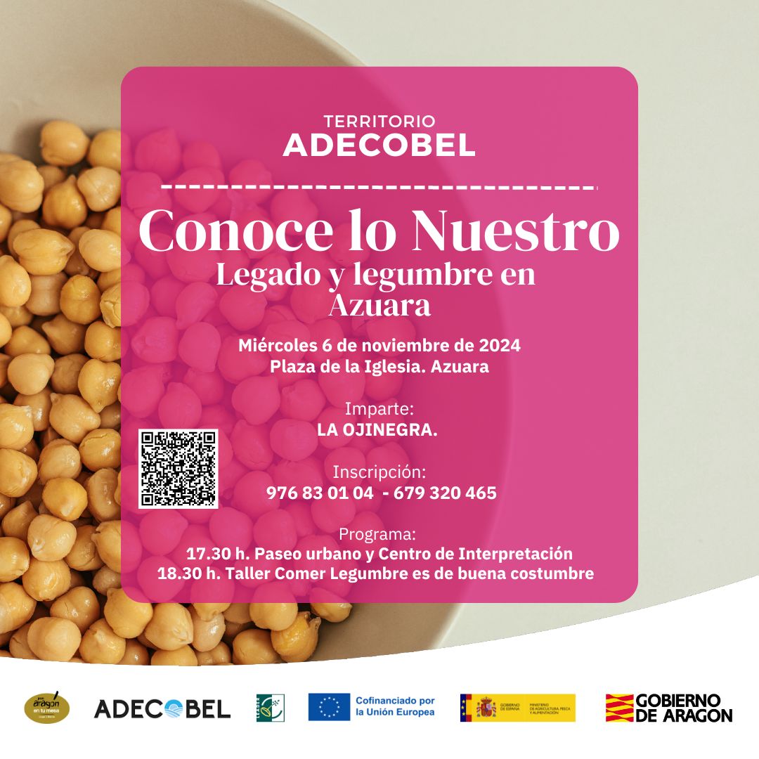 🍚🔪SHOWCOOCKING Y PATRIMONIO EN AZUARA🍚🔪

📢📢¡El miércoles 6 de NOVIEMBRE... taller de legumbres en Azuara con <a href="/laojinegra/">La Ojinegra</a>!
👉¡APÚNTATE para no quedarte sin plaza! forms.gle/Xyh4DMLuPGFSMV…

#adecobel #desarrollorural @ponaragonentumesa #campodebelchite #conocelonuestro