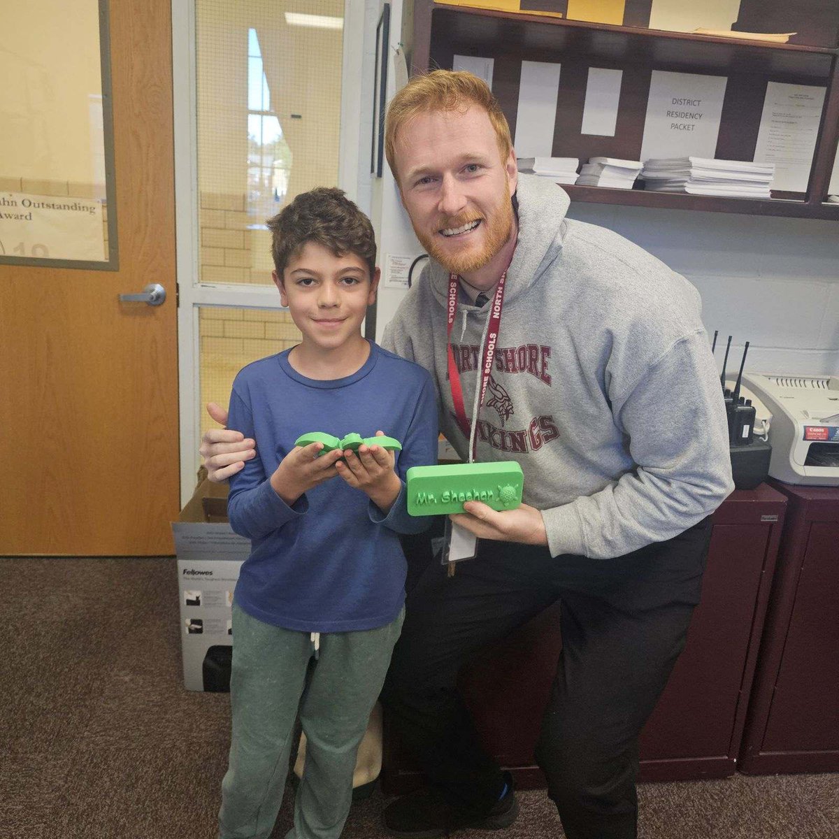 One of our talented students surprised me with this amazing 3D-printed name plate and turtle that he made over the weekend! He remembered turtles are my favorite! How sweet