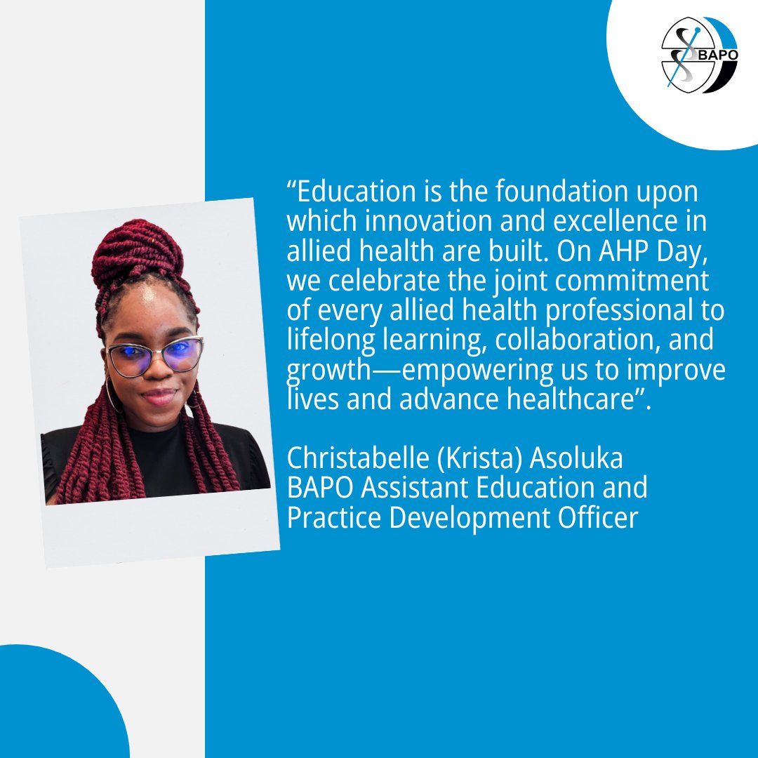Happy #AHPDay from Krista Asoluka, BAPO Assistant Education and Practice Development Officer #Prosthetists #Orthotists #AHP