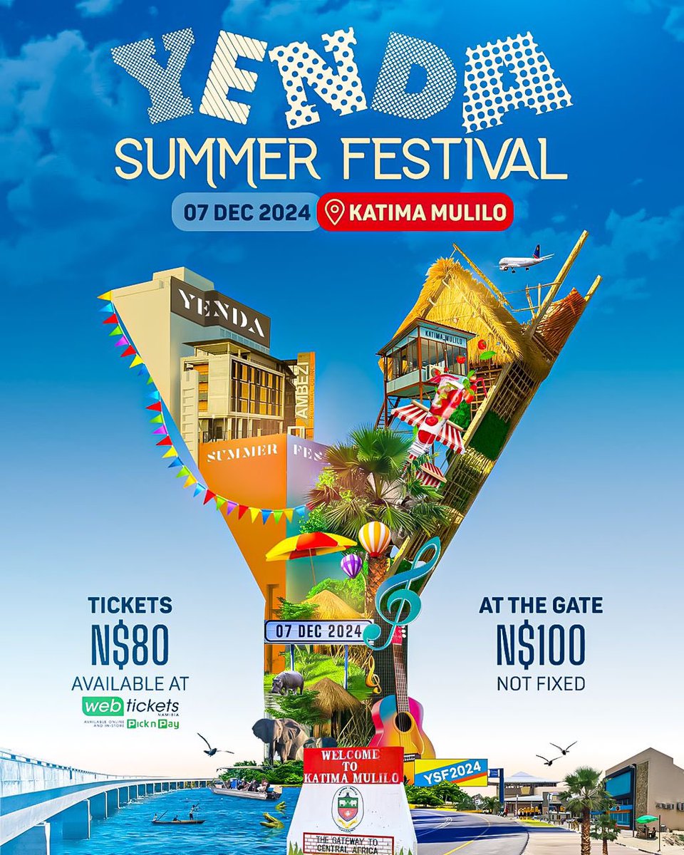 🎉🎶 IT’S OFFICIAL! 🎶🎉

Yenda Summer Festival Vol. 3 is back and BIGGER than ever! 🌟 Get ready to experience summer in December an epic celebration of music, culture, and pure vibes in Katima Mulilo on 7th December 2024! 🔥

#YendaSummerFestivalVol3