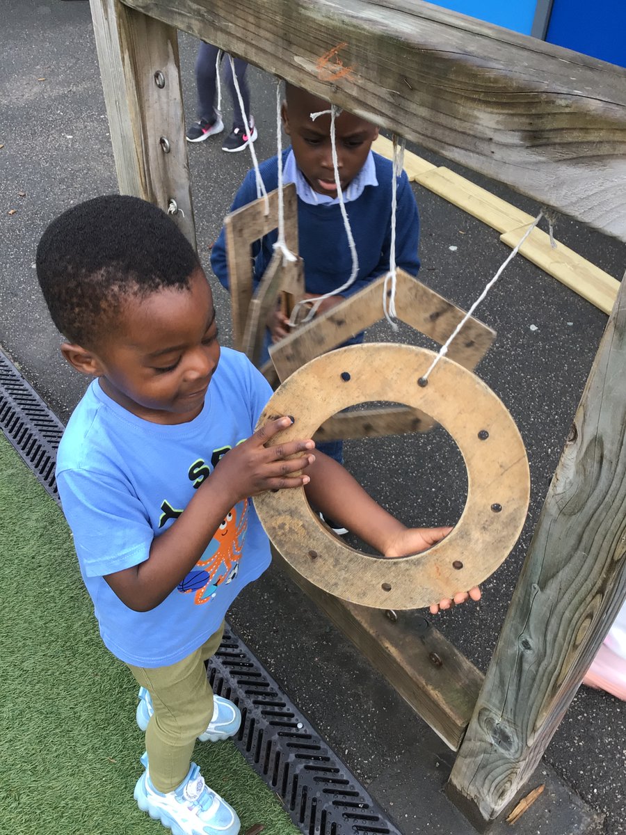 W/E 11.10.24: The #Nursery children have been sorting shapes and identifying them around their environment. They explored all the shapes around them, both inside and outside.
