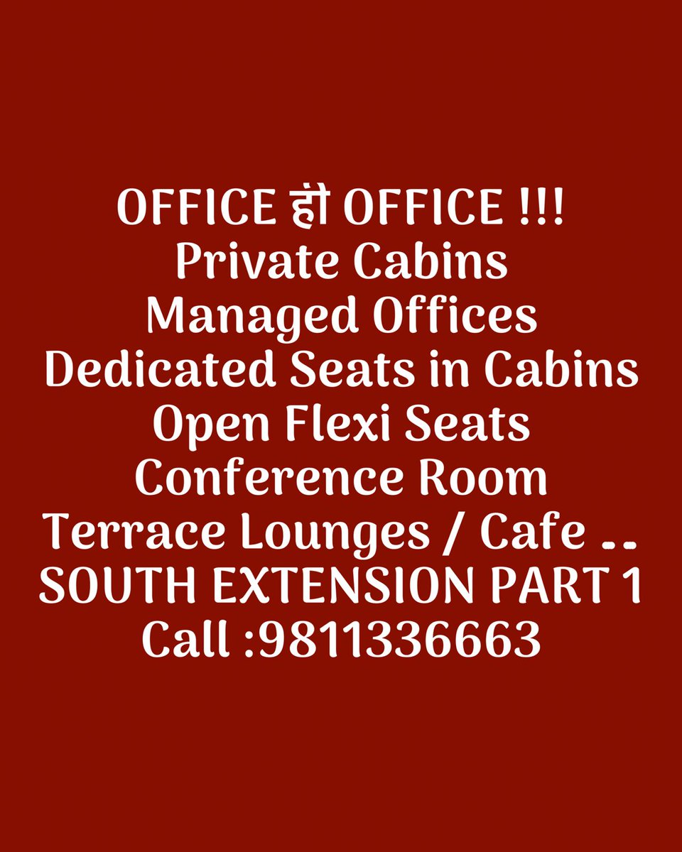 ramanch0506's tweet image. AUM CO WORKING SPACES

SOUTH EXTENSION 1
NEW DELHI

MOST PRESTIGIOUS ADDRESS OF NEW DELHI

CALL:9811336663

#coworks #coworking #coworkingspaces #coworkinglife #coworkers #coworkingspace #office #cowork #officespace #conferenceroom #conferencerooms #meetingrooms #coworkingoffice
